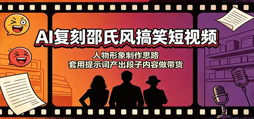AI复刻邵氏风搞笑短视频：人物形象制作思路，套用提示词产出段子内容做带货-钱途社