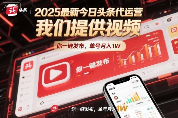 2025最新今日头条代运营，我们提供视频，你一键发布，单号月入1W【揭秘】-钱途社