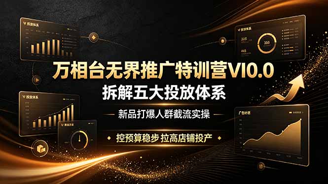 万相台无界推广特训营VI0.0，拆解五大投放体系，新品打爆人群截流实操，控预算稳步拉高店铺投产-钱途社