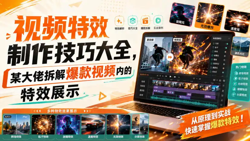 视频特效制作技巧大全，某大佬拆解爆款视频内的特效展示-钱途社