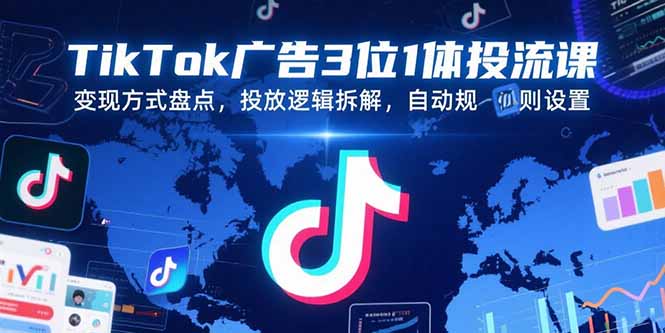 TikTok广告3位1体投流课,变现方式盘点,投放逻辑拆解,自动规则设置-钱途社