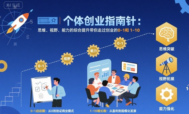个体创业指南针，思维、视野、能力的综合提升带你走过创业的0-1和1-10【音频】-钱途社