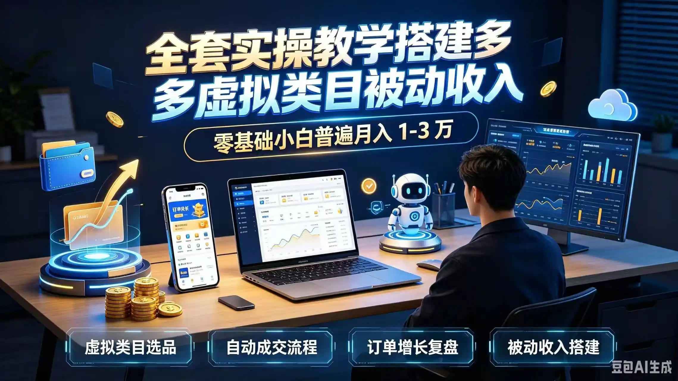 全套实操教学搭建多多虚拟类目被动收入，零基础小白普遍月入 1-3 万-钱途社