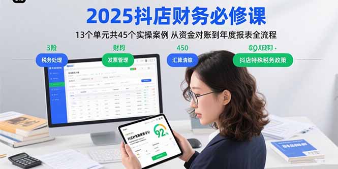 2025抖店财务必修课：13个单元共45个实操案例 从资金对账到年度报表全流程-钱途社