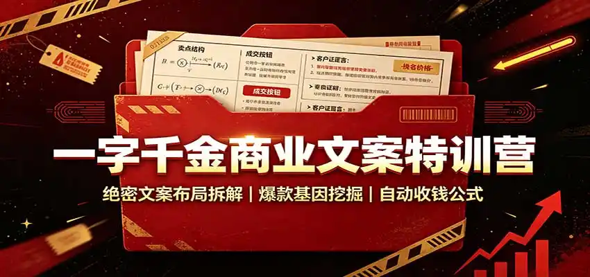 一字千金商业文案特训营：绝密文案布局拆解，爆款基因挖掘，自动收钱公式-钱途社