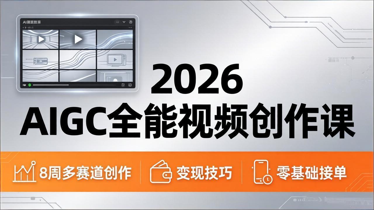 2026AIGC全能视频创作课，8周吃透多赛道创作+变现，零基础也能高效出片接单-钱途社