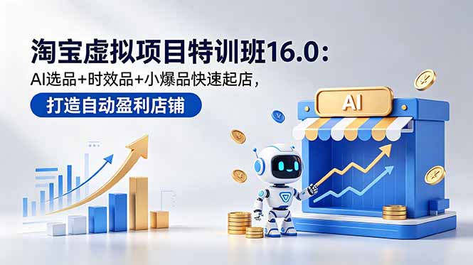 淘宝虚拟项目特训班16.0:AI选品+时效品+小爆品快速起店,打造自动盈利店铺-钱途社