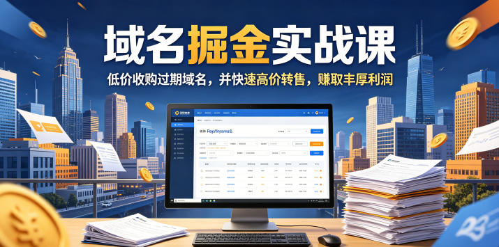 域名交易掘金实战课，低价收购过期域名，并快速高价转售，賺取丰厚利润【原创双语字幕】-钱途社