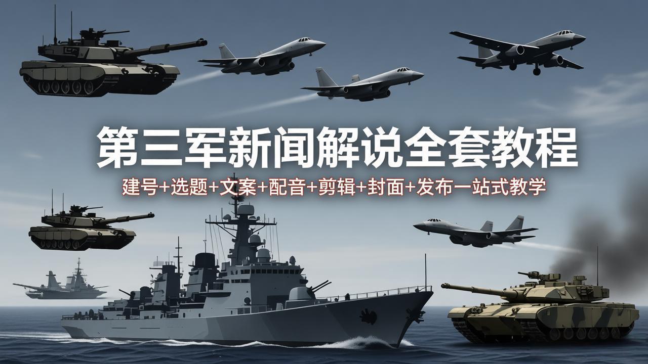 第三军迷新闻解说全套教程：建号+选题+文案+配音+剪辑+封面+发布一站式教学-钱途社