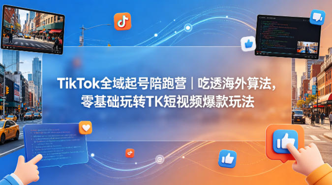 TikTok全域起号陪跑营｜吃透海外算法，零基础玩转TK短视频爆款玩法-钱途社