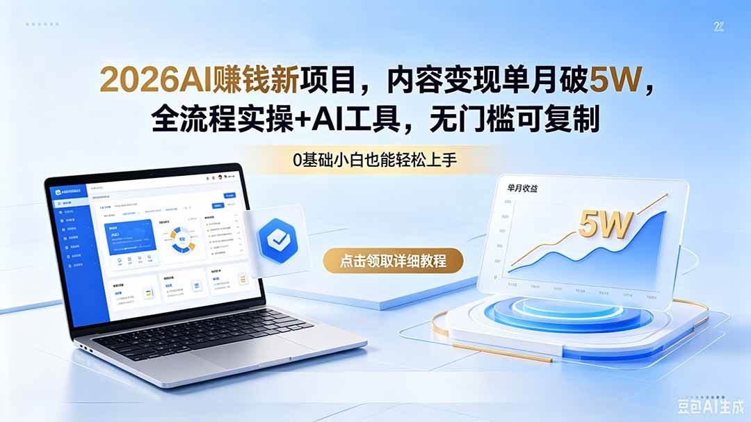 （18476期）2026AI赚钱新项目，内容变现单月破5W，全流程实操+AI工具，无门槛可复制-钱途社