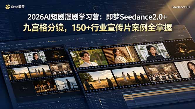 2026AI短剧漫剧学习营：即梦Seedance2.0+九宫格分镜，150+行业宣传片案例全掌握-钱途社