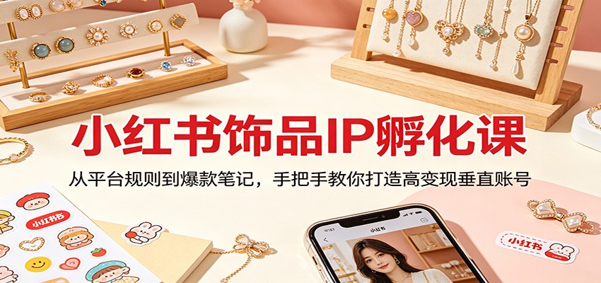 小红书饰品IP孵化课：从平台规则到爆款笔记，手把手教你打造高变现垂直账号-钱途社