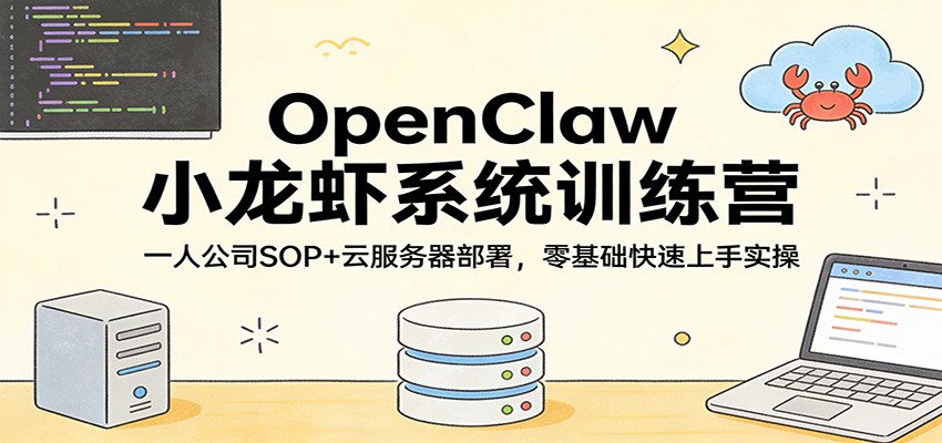 OpenClaw小龙虾系统训练营：一人公司SOP，云服务器部署，零基础快速上手实操-钱途社