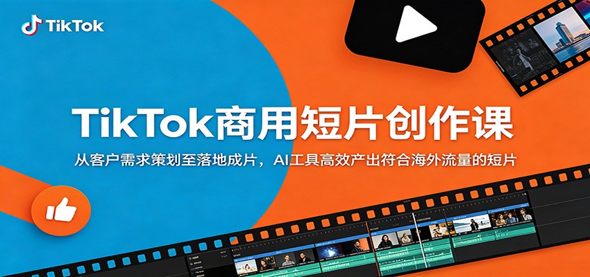 TikTok商用短片创作课：从客户需求策划至落地成片，AI工具高效产出符合海外流量的短片-钱途社