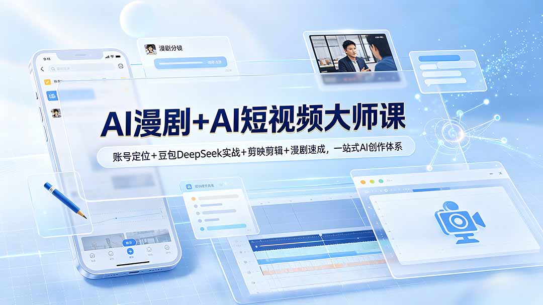 AI漫剧+AI短视频大师课：账号定位+豆包DeepSeek实战+剪映剪辑+漫剧速成，一站式AI创作体系-钱途社