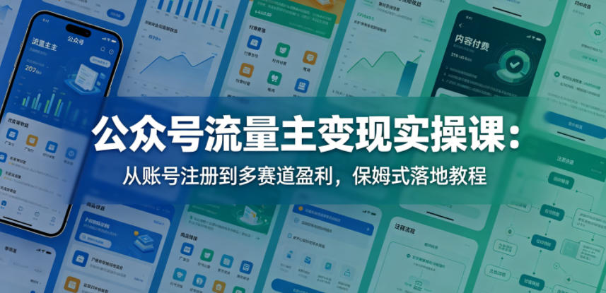 公众号流量主变现实操课：从账号注册到多赛道盈利，保姆式落地教程-钱途社