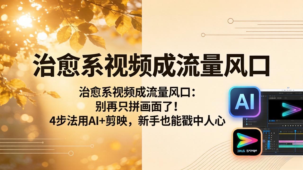 治愈系视频成流量风口：别再只拼画面了！4步法用AI+剪映，新手也能戳中人心-钱途社