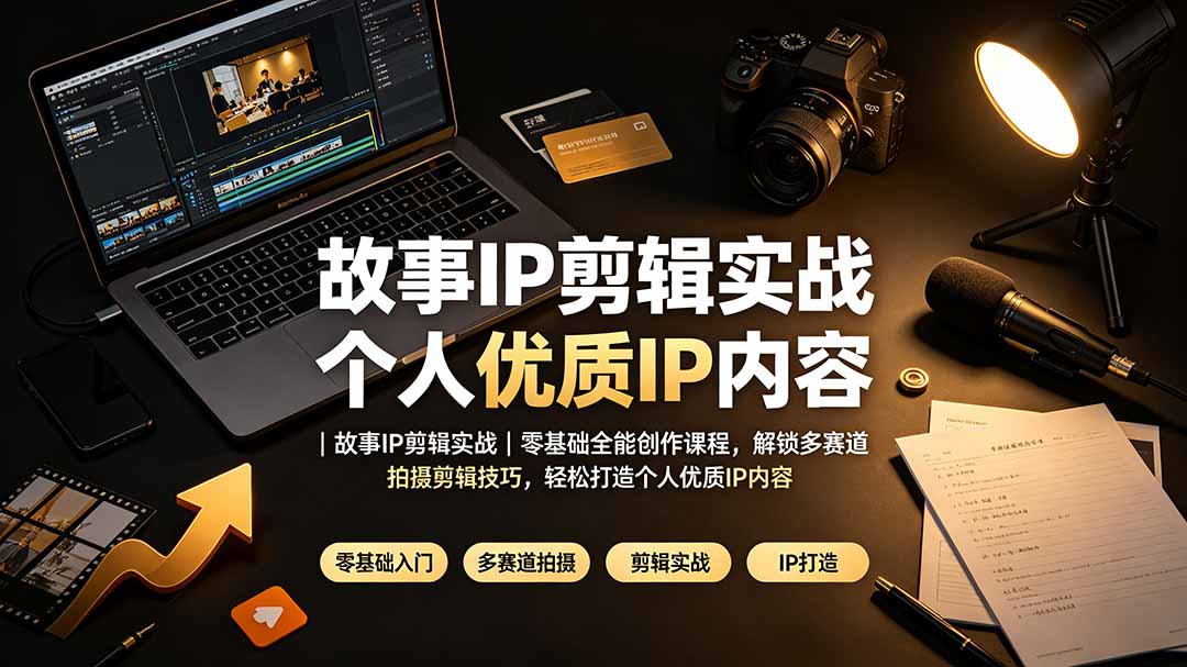故事IP剪辑实战｜零基础全能创作课程，解锁多赛道拍摄剪辑技巧，轻松打造个人优质IP内容-钱途社