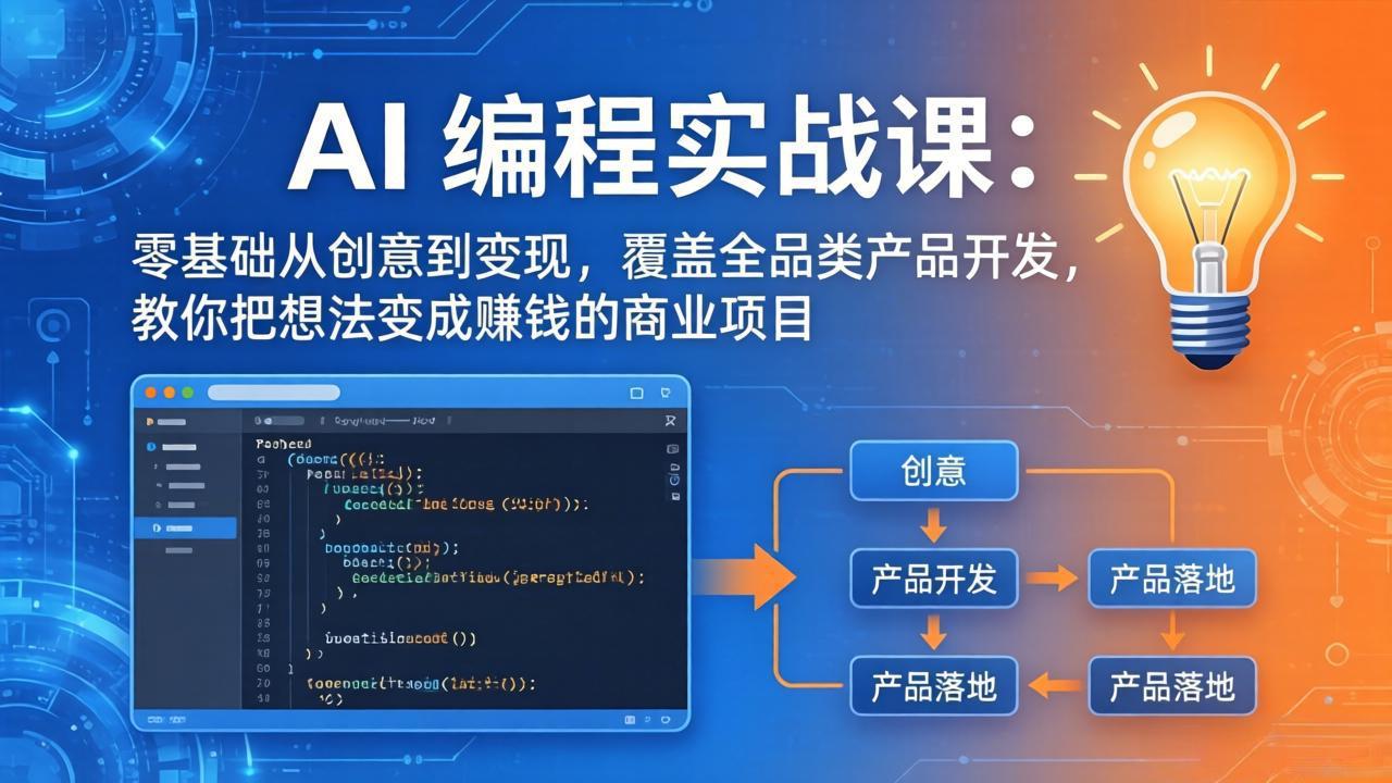 AI编程实战课-第三期-5月3更新：零基础从创意到变现，覆盖全品类产品开发，把想法变成赚钱项目-钱途社