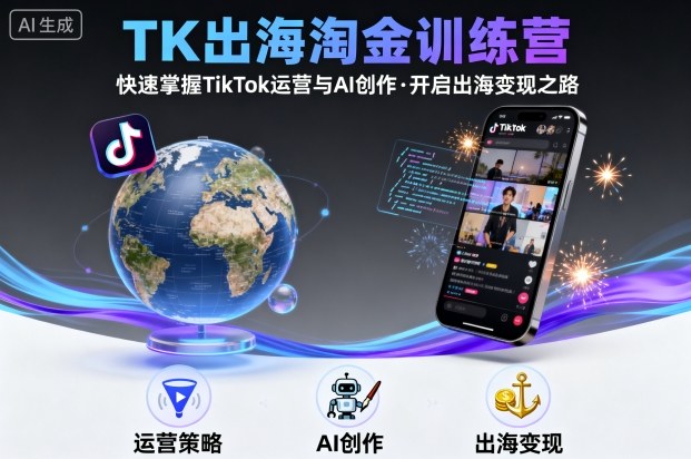 TK出海淘金训练营，助你快速掌握TikTok运营与AI创作，开启出海变现之路-钱途社