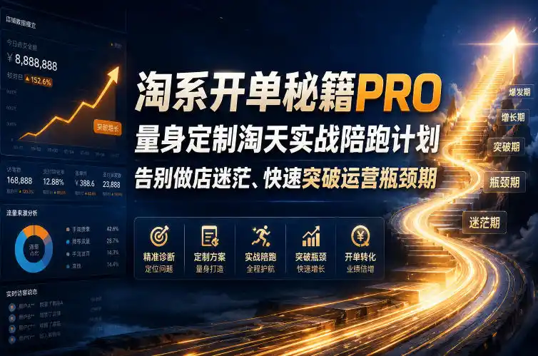 淘系开单秘籍PRO，量身定制淘天实战陪跑计划，告别做店迷茫、快速突破运营瓶颈期(更新260823)-钱途社