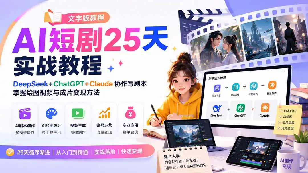 AI短剧25天实战教程(文字版教程-钱途社