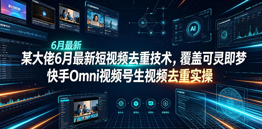 某大佬6月最新短视频去重技术，覆盖可灵即梦快手Omni视频号生视频去重实操-钱途社