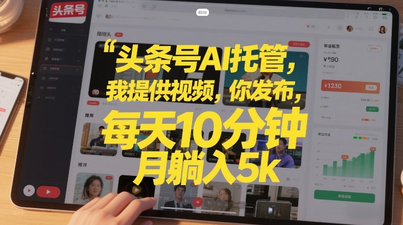 头条号AI托管，我提供视频，你发布，每天10分钟，月躺入5k+【揭秘】-钱途社