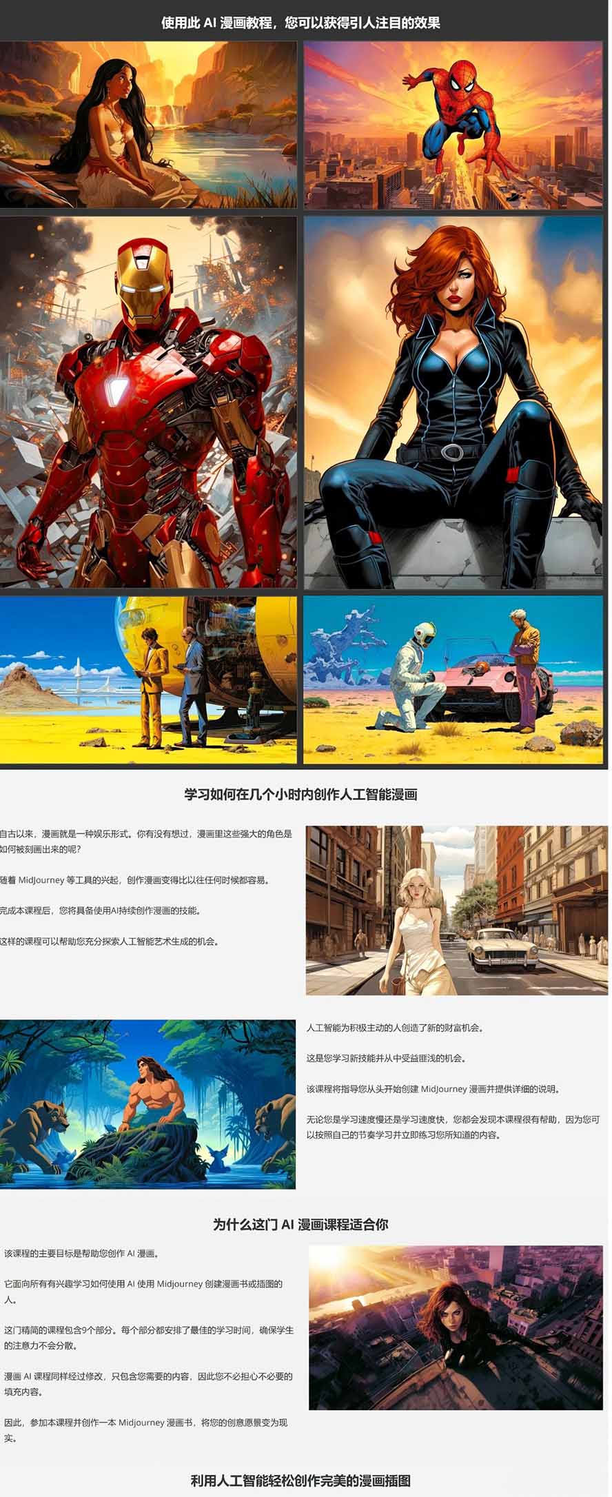 Midjourney AI漫画创作课，脚本构思、人物设计、排版合成，零基础创作完整漫画或系列插画-钱途社