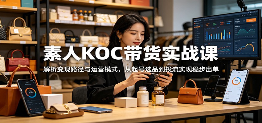 素人KOC带货实战课:解析变现路径与运营模式,从起号选品到投流实现稳步出单-钱途社