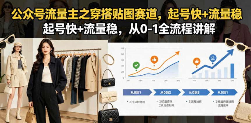 公众号流量主之穿搭贴图赛道，起号快+流量稳，从0-1全流程讲解-钱途社