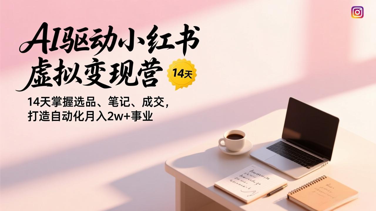 AI驱动小红书虚拟变现营,14天掌握选品、笔记、成交,打造自动化月入2w+事业-钱途社