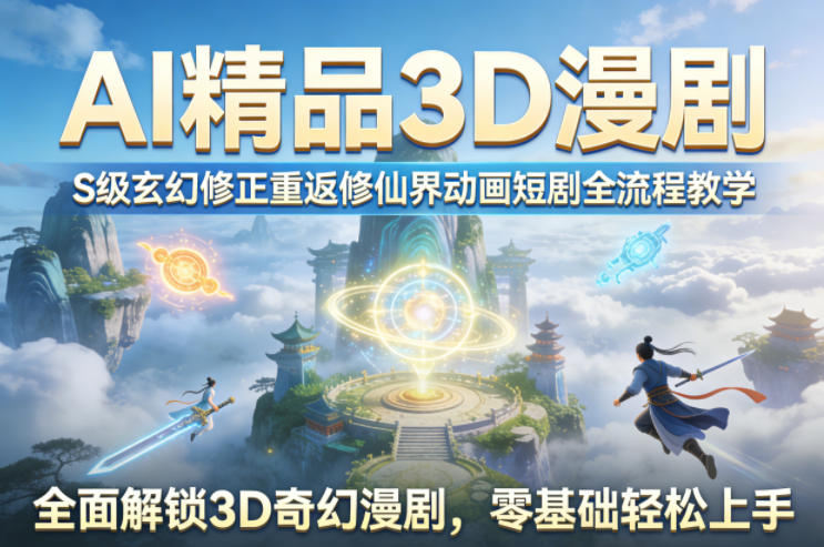 AI精品3D漫剧S级玄幻修正重返修仙界动画短剧全流程教学,全面解锁3D奇幻漫剧,零基础轻松上手-钱途社