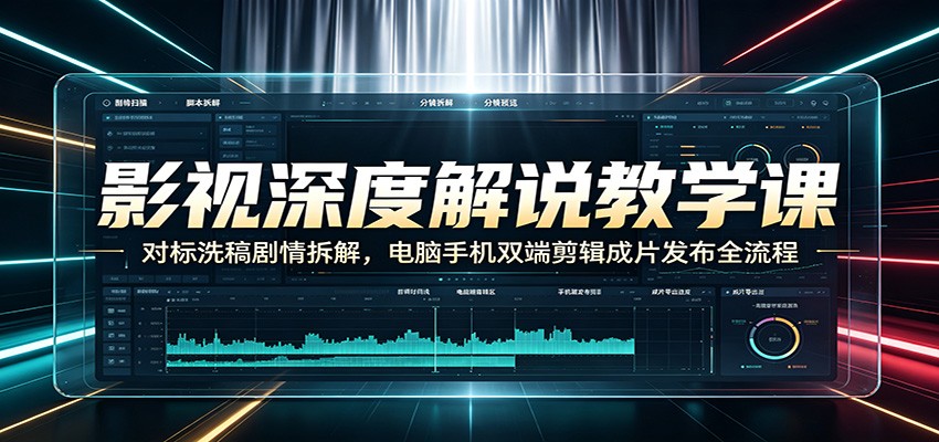 影视深度解说教学课：对标洗稿剧情拆解，电脑手机双端剪辑成片发布全流程-钱途社