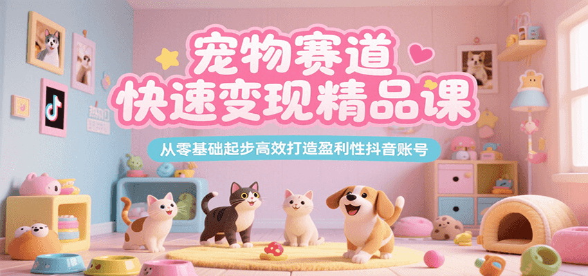 宠物赛道快速变现精品课，从零基础起步高效打造盈利性抖音账号-钱途社