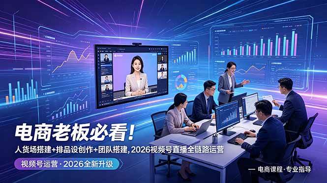 （18845期）电商老板必看！人货场搭建+排品设计+素材创作+团队搭建，2026视频号直播全链路运营-钱途社
