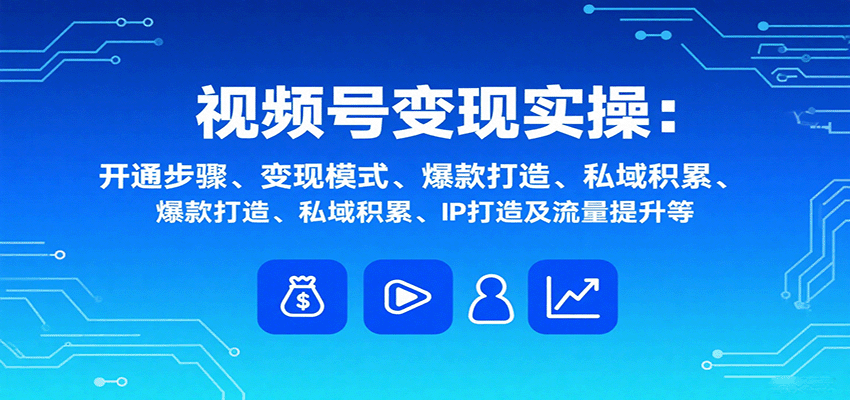 视频号变现实操，含开通步骤、变现模式、爆款打造、私域积累、IP打造及流量提升等-钱途社