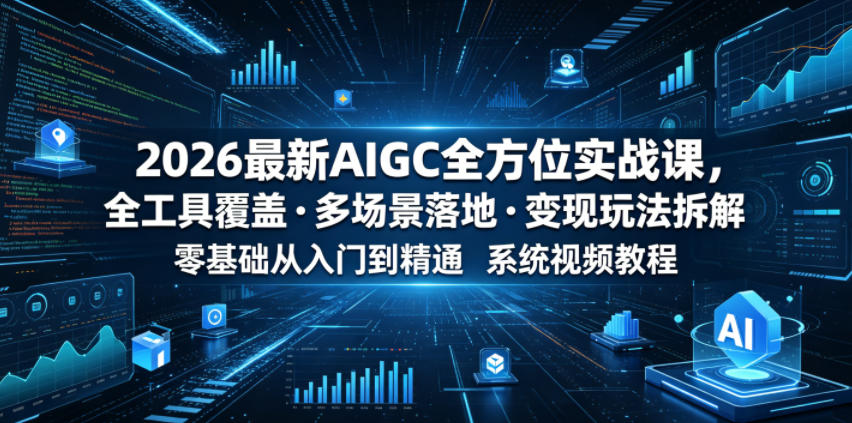 2026最新AIGC全方位实战课，全工具覆盖・多场景落地・变现玩法拆解，零基础从入门到精通系统视频教程-钱途社