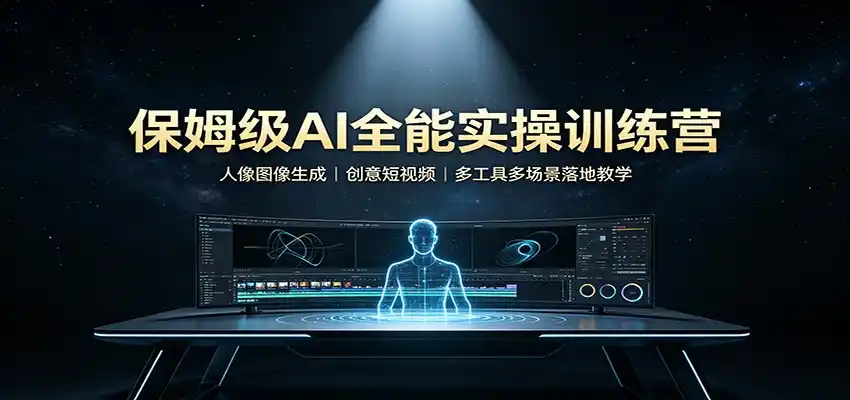保姆级AI全能实操训练营：人像图像生成，创意短视频，多工具多场景落地教学-钱途社