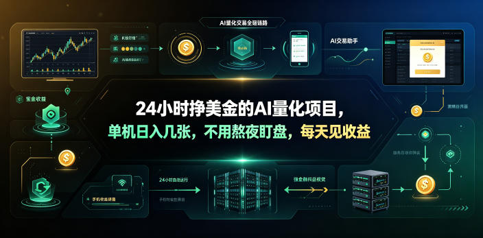 24小时挣美金的AI量化项目，单机日入几十美刀，不用熬夜盯盘，每天见收益【揭秘】-钱途社
