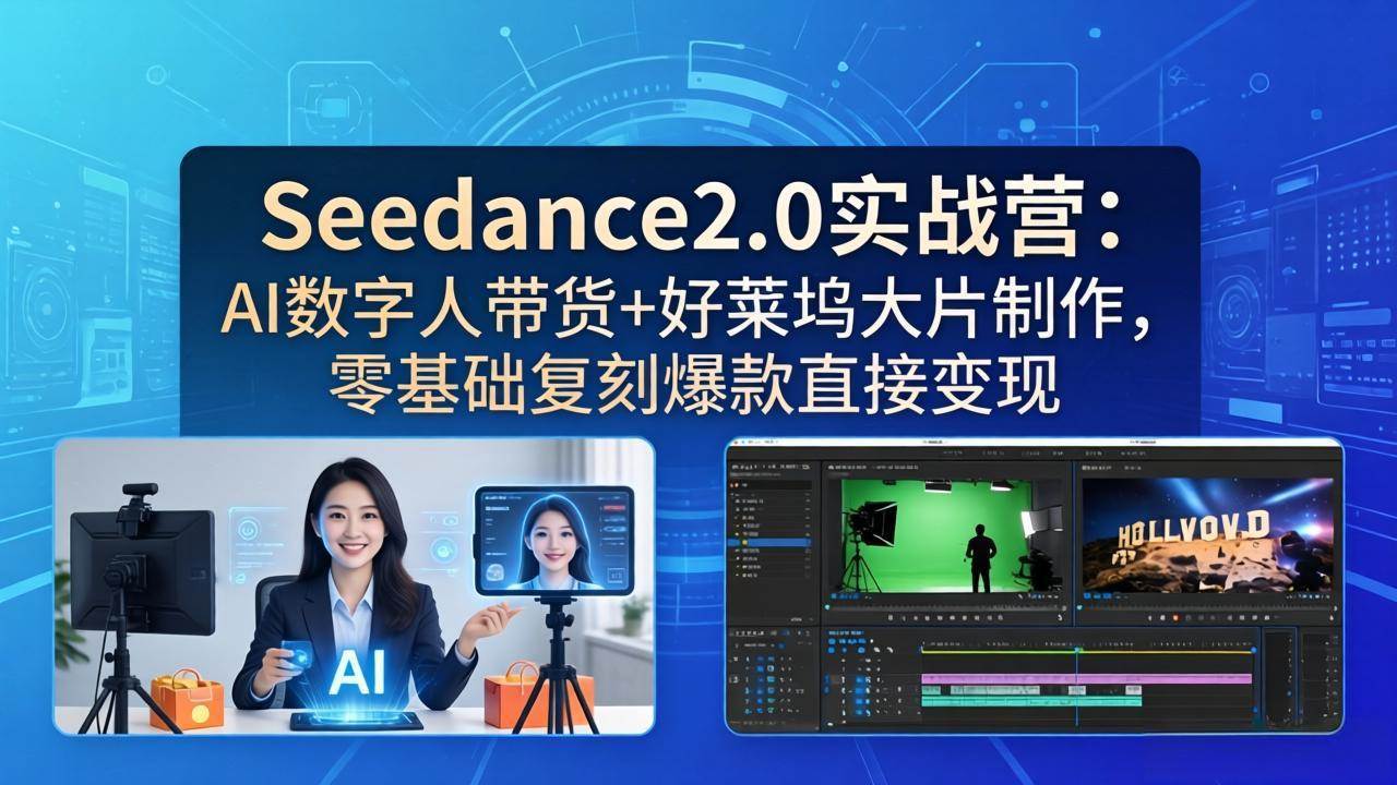 （18238期）Seedance2.0实战营：AI数字人带货+好莱坞大片制作，零基础复刻爆款直接变现-钱途社