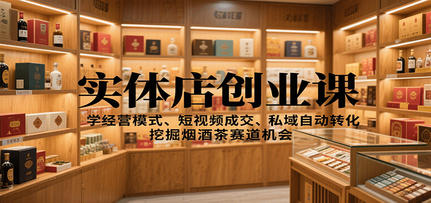 实体店创业课：学经营模式、短视频成交、私域自动转化，挖掘烟酒茶赛道机会-钱途社