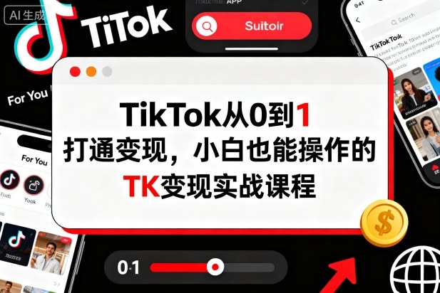 TikTok从0到1打通变现，小白也能操作的TK变现实战课程-钱途社