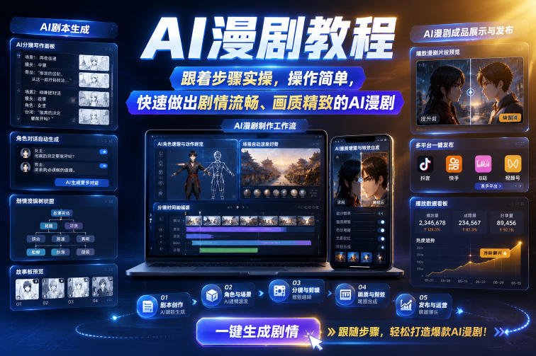 AI漫剧教程，跟着步骤实操，操作简单，快速做出剧情流畅、画质精致的AI漫剧-钱途社