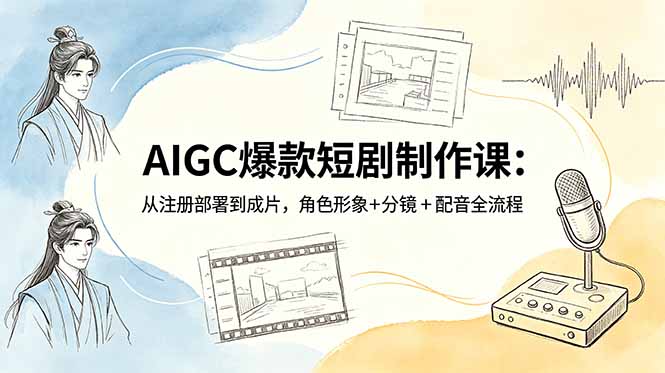 AIGC爆款短剧制作课:从注册部署到成片,角色形象+分镜+配音全流程-钱途社