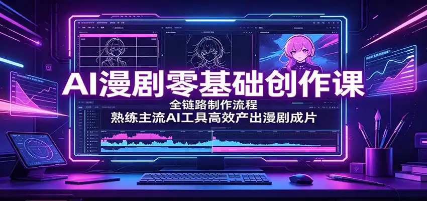 AI漫剧零基础创作课：全链路制作流程，熟练主流AI工具高效产出漫剧成片-钱途社