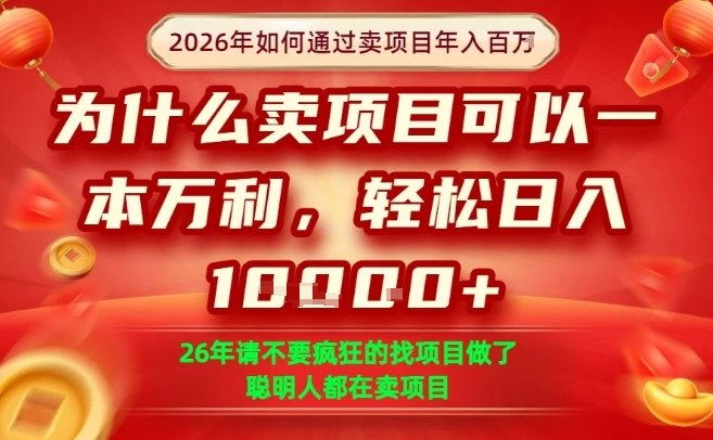 一单净利润1K+,26年想年入100个W,死磕卖项目就够了【揭秘】-钱途社