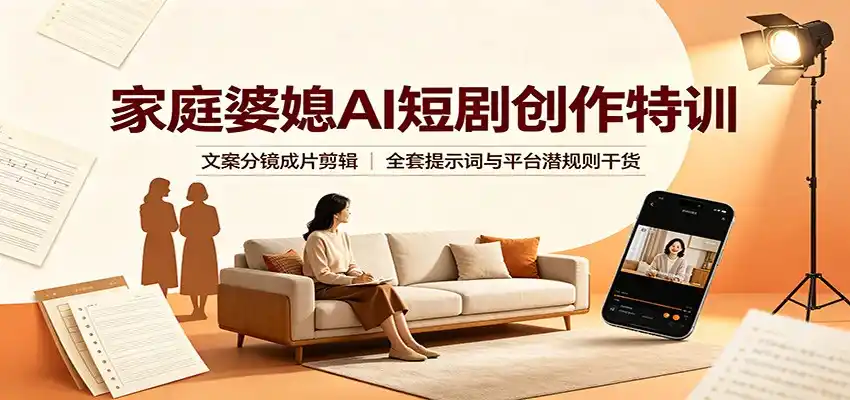 家庭婆媳AI短剧创作特训：文案分镜成片剪辑，全套提示词与平台潜规则干货-钱途社