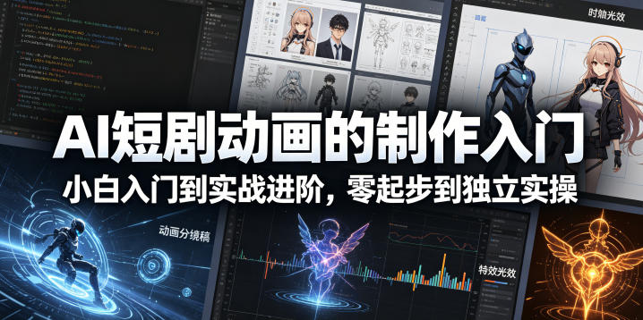AI短剧动画的制作入门，小白入门到实战进阶，零起步到独立实操-钱途社